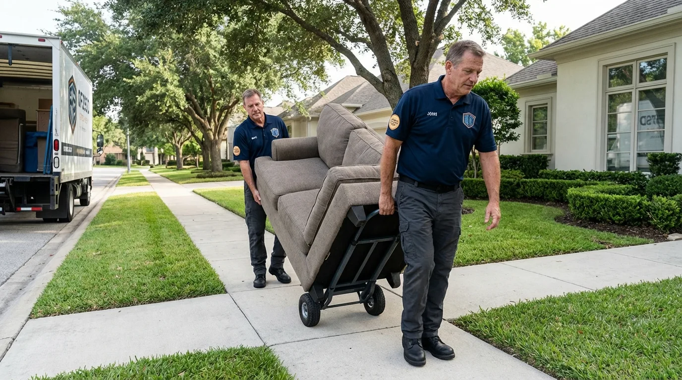 Local residential moving crew loading furniture in Grove City, PA